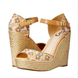 Aztec Gold Metallic Espadrille Platform Wedges 9.5 - Sam Edelman Circus